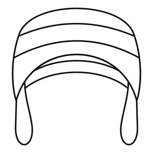 温暖的冬季帽子图标, 轮廓风格