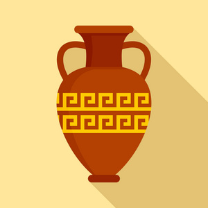 古代花瓶图标，平面样式
