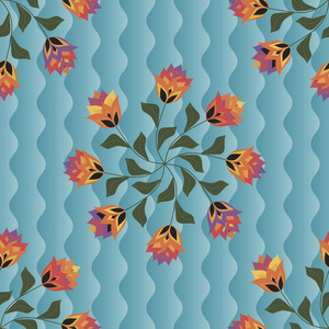 花卉无缝矢量背景是计算机图形，可用于印刷行业纺织品的各种设计项目