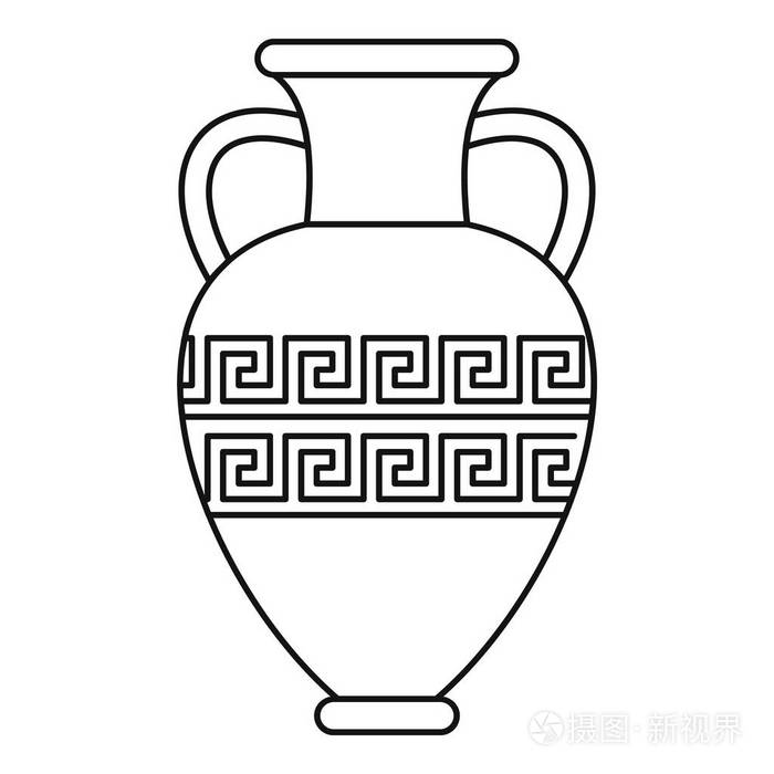 古代花瓶图标,大纲样式插画-正版商用图片15axt2-摄图新视界