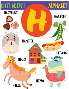 s alphabet with adorable animals and other things.Poster for kid