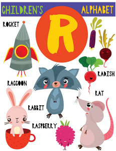 s alphabet with adorable animals and other things.Poster for kid