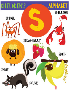 s alphabet with adorable animals and other things.Poster for kid