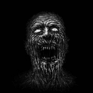 画僵尸黑色背景上愤怒的僵尸脸.恐怖小说的插图.画怪物的角色.照片