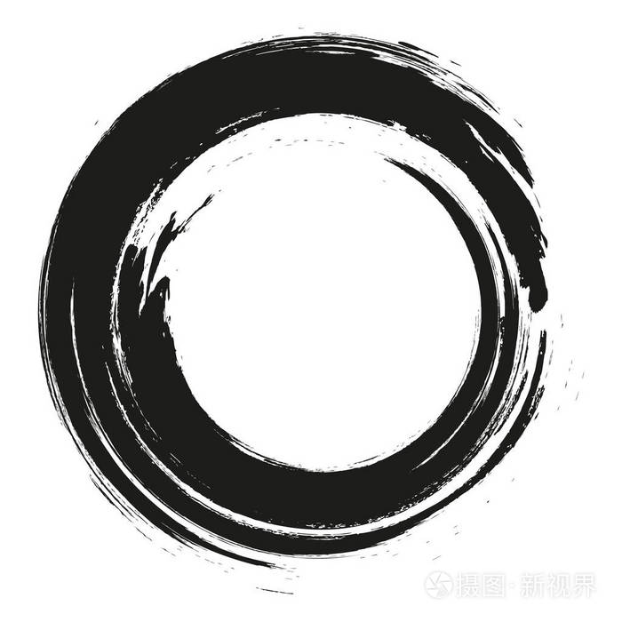 矢量笔划白色背景上的油漆圆圈墨水手绘油漆刷圈标志标签设计元素矢量