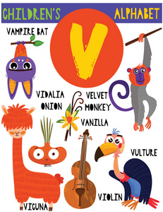 s alphabet with adorable animals and other things.Poster for kid