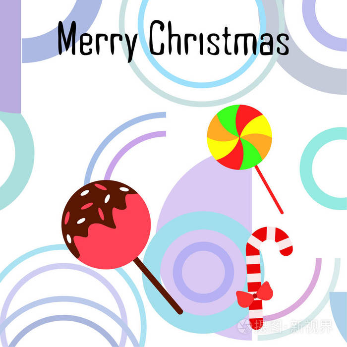 圣诞快乐卡与糖果矢量背景