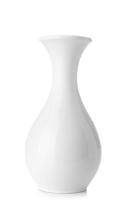 白色背景上漂亮的陶瓷花瓶