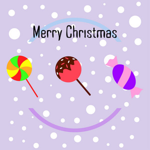 圣诞快乐卡与糖果矢量背景