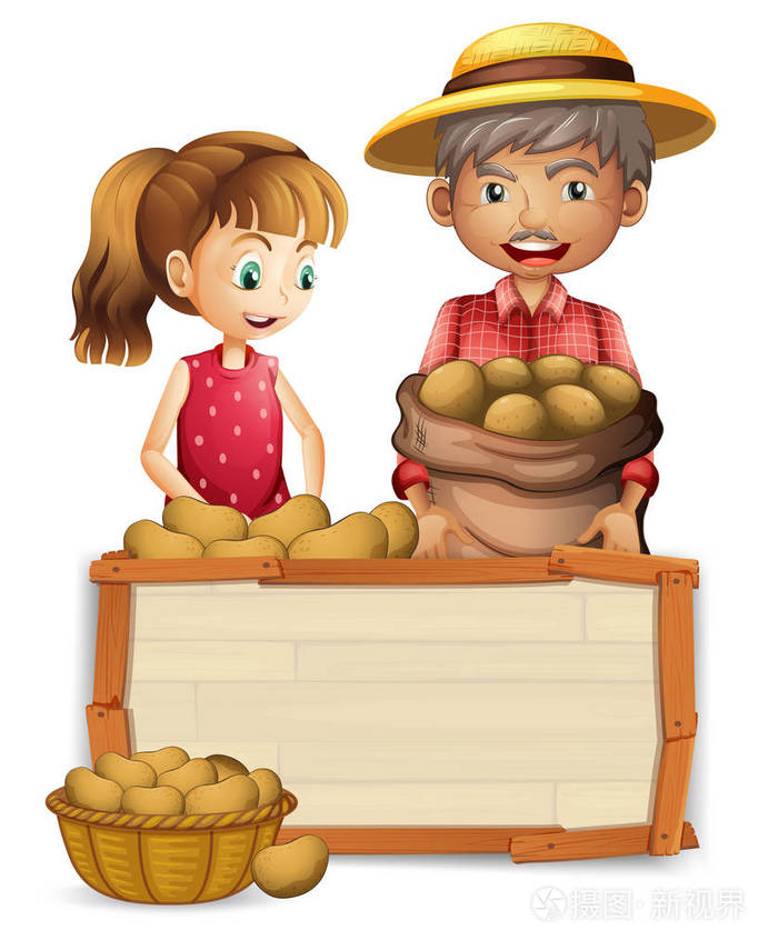 白旗插画土豆农民