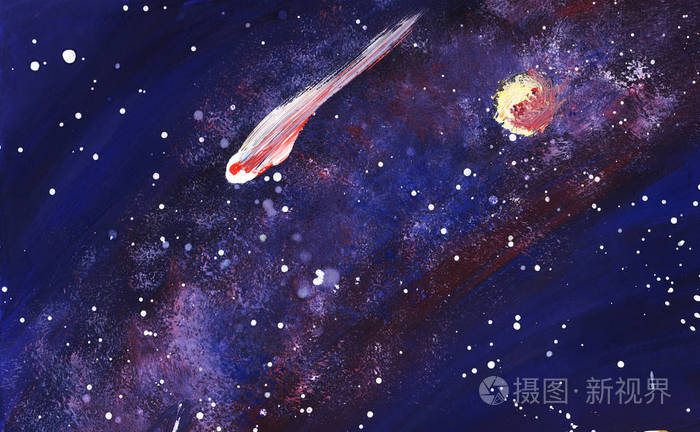 与银河系恒星和行星的外层空间手绘的例证