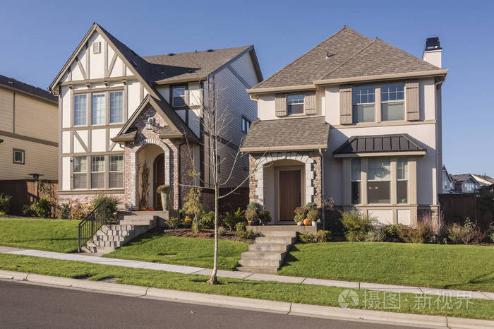 俄勒冈州威尔森维尔附近的一排房子.