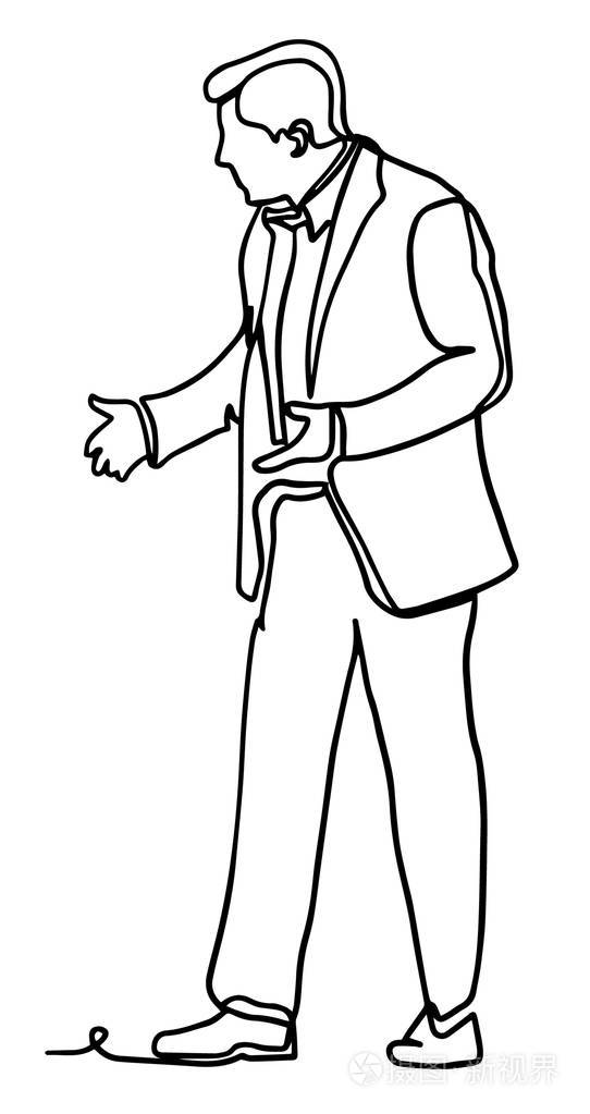 插画 严肃的男公司老板手势试图向他的对话者解释一些事情,矢量插图