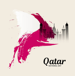 卡塔尔国庆节背景的矢量插图。