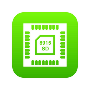 技术微芯片图标绿矢量隔离白底