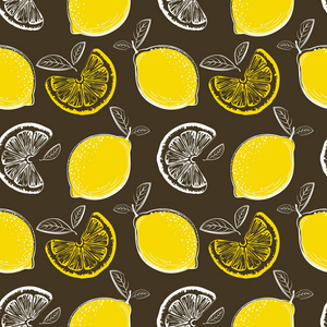 手绘柠檬图案柑橘背景