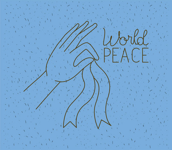 死亡,哀恸祈祷世界和平概念和平爱的标志和符号,手势和丝带矢量插图m