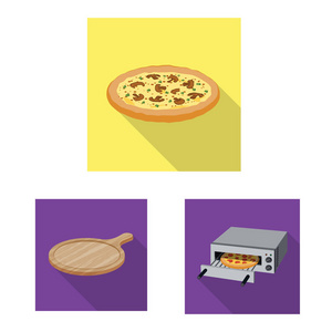 披萨和食物图标的孤立对象。收藏比萨和意大利股票符号的网站