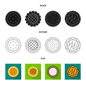 饼干和烘烤图标的孤立对象。一套饼干和巧克力股票符号的网站