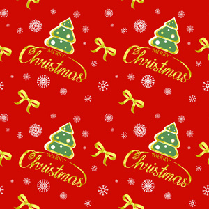 红色背景的圣诞树图案，圣诞祝福，矢量插图