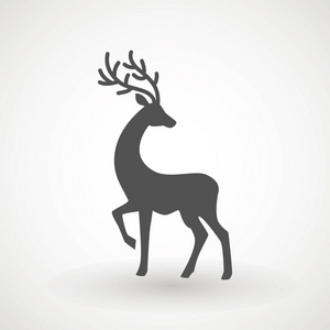 鹿运行剪影,reinder图标设计圣诞卡,横幅和传单,矢量插图隔离在白色