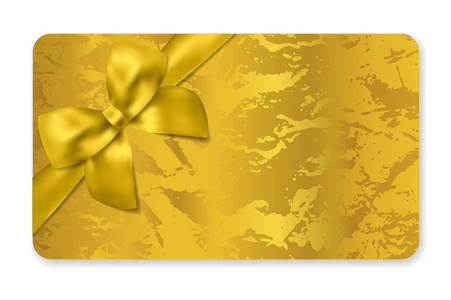 奖励向量礼品卡(礼品卡折扣)假日奖励卡空白礼品券与金色丝带,金弓和