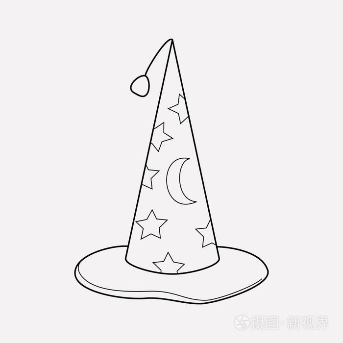 插画 魔术师帽图标线元素.