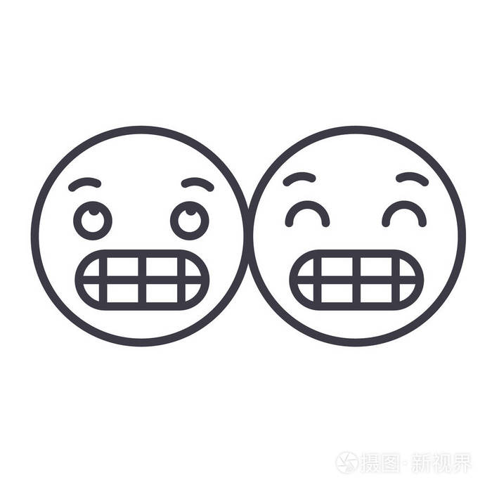鬼脸表情符号概念线可编辑向量概念图标鬼脸表情符号线性情感例证