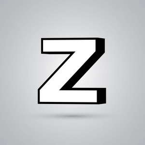 大写z白色3d矢量字母z大写与黑色边框.