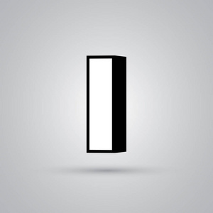 白色3d矢量字母l小写与黑色边框.