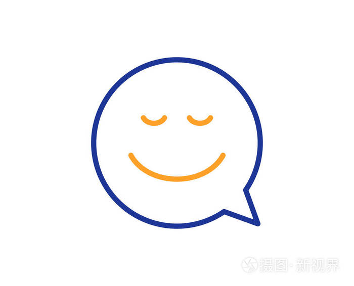 聊天情绪标志. 五颜六色的轮廓概念. 蓝色和橙色细线颜色图标.