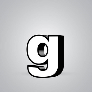 白色3d矢量字母g小写,黑色边框.