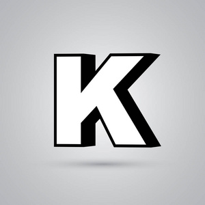 边框字体白色3d矢量字母k大写与黑色边框.