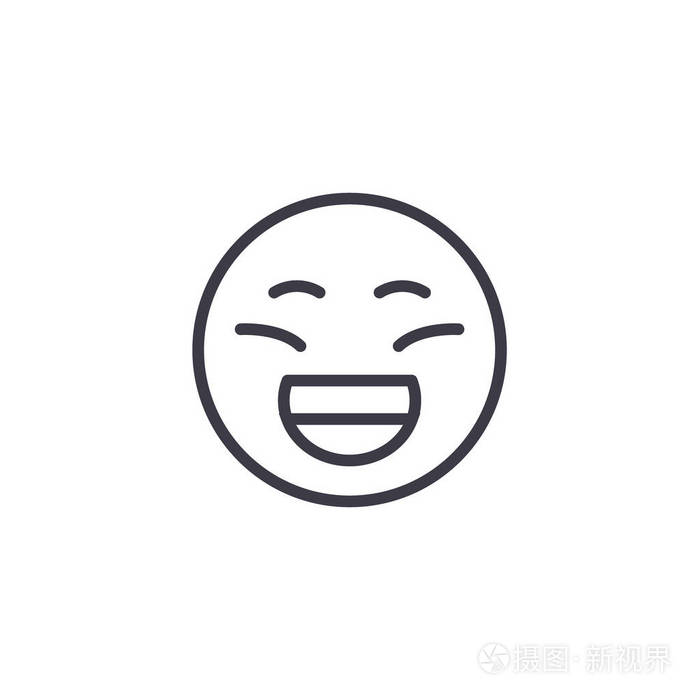 笑表情符号概念线可编辑向量概念图标笑表情符号概念线性情感例证