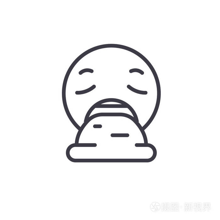 呕吐表情符号概念线性情感例证插画-正版商用图片15ca00-摄图新视界