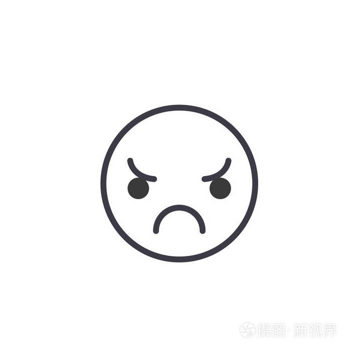 悲伤的表情符号概念线性情感例证插画-正版商用图片15ca97-摄图新视界