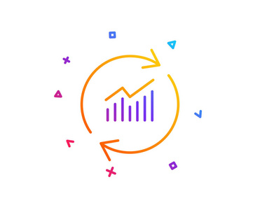 图表线图标。 更新报告图或销售增长标志。 分析和统计数据符号。 渐变线按钮。 更新数据图标设计。 五颜六色的几何形状。 向量