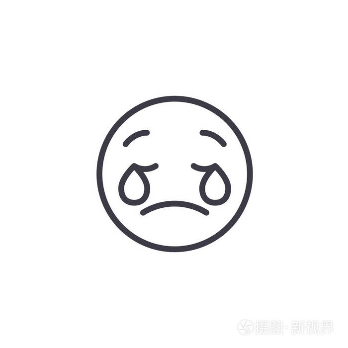 哭泣的表情符号概念线可编辑向量概念图标哭泣的表情符