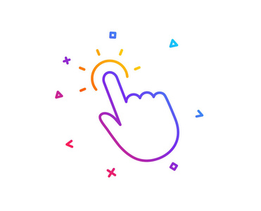 点击这里标志. 触摸技术符号. 渐变线按钮. 触摸点图标设计.