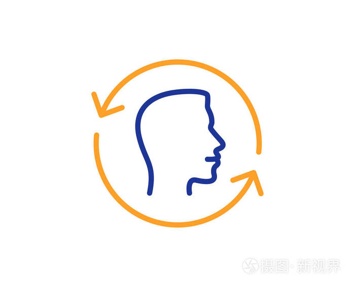 面部扫描重复线图标脸id更新标志头部符号五颜六色的轮廓概念蓝色和