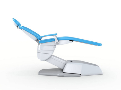 3D在白色背景上渲染现代牙科椅