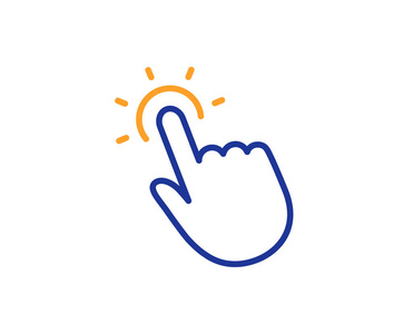 点击这里标志. 触摸技术符号. 五颜六色的轮廓概念.