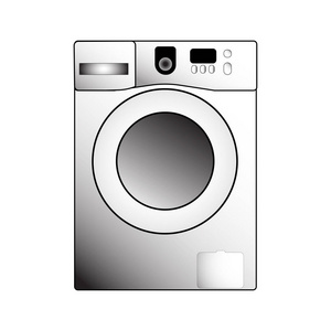 白色背景的矢量灰色洗衣机插图