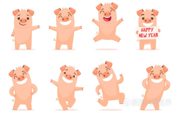 小猪插图卡片海报邀请儿童房间装饰. 1