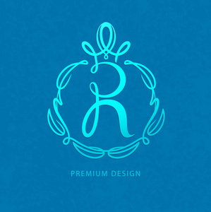 创意标志与r字母单字蓝色背景照片