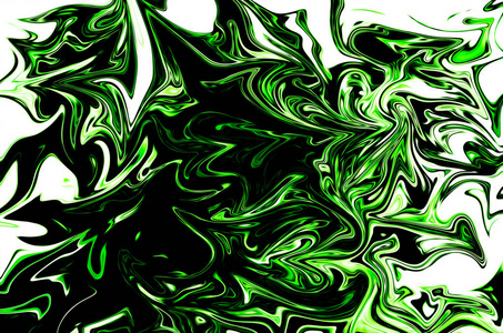 用UFO绿色和黑色图形颜色艺术形式对抽象图案进行识别。具有液化有毒UFO绿色流动的数字背景