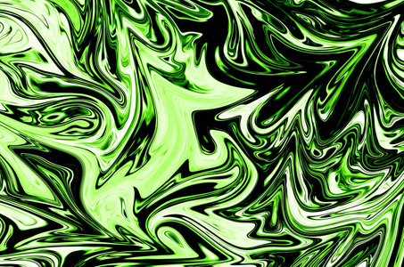用UFO绿色和黑色图形颜色艺术形式对抽象图案进行修饰。 具有液化有毒U FO绿流的数字背景