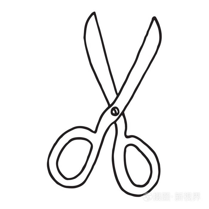涂鸦素描线条中的剪刀图标矢量插图