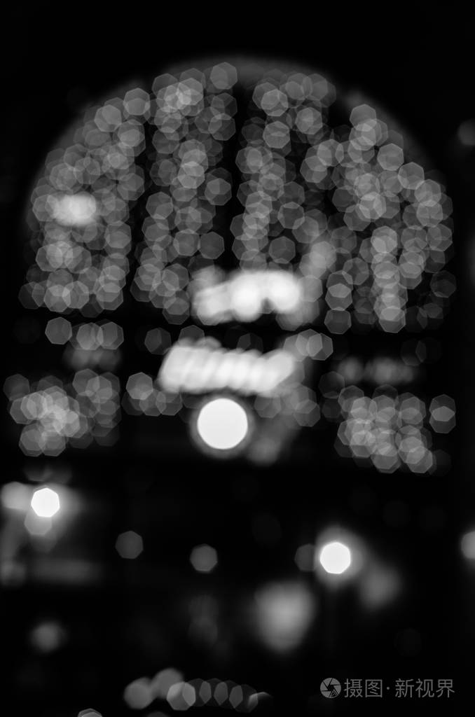 黑白模糊的城市灯照片-正版商用图片15csih-摄图新视界