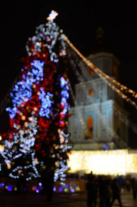 乌克兰基辅圣诞树模糊景观